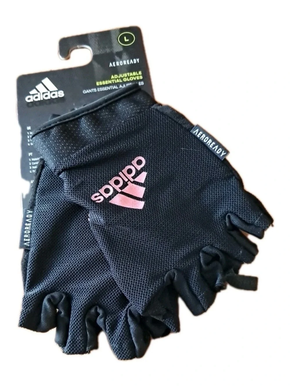 Adidas Essential Fingerless Workout Training Gloves Black Large Adjustable